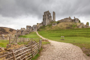 photo of Corfe Castle which can be visited via bike trails in Dorset