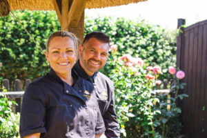 Photo of English Cottage Vacation resident hosts Laura and Nathan who are also chef and chauffeur respectively