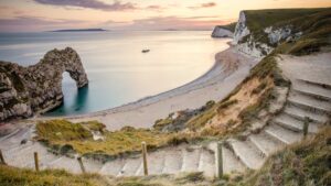 Photo of Durdle Door on the Jurassic Coast which is a popular vacation destination