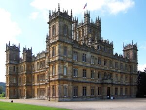 Photograph of Highclere Castle which is one of many British castles guests of English Cottage Vacation can visit