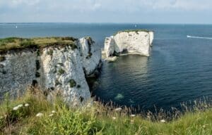 photo of Old Harrys Rocks, Handfast Point, Isle of Purbeck, boasting some of the most scenic hiking trails in Dorset