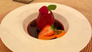 Red Wine and Grenadine Poached Pears, Stuffed with Mascarpone Cheese Recipe