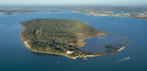 aerial photo of Brownsea Island Poole Harbour Dorset