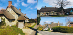 collage of thatched properties around Well Cottage