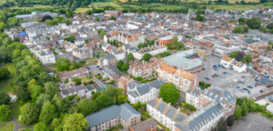 aerial photo of Dorchester in Dorset England