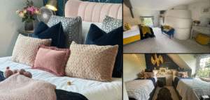 collage showing Well Cottage bedrooms